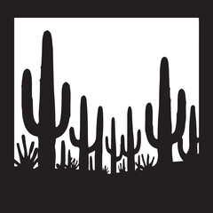 "Desert Cactus Silhouette Scene"