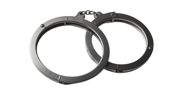Metal Handcuffs – Secure Restraint Device for Law Enforcement and Security Use isolated on transparent background