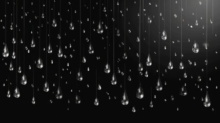 Fototapeta premium Rain drops on transparent background. Falling water drops. Nature rainfall. Vector illustration.