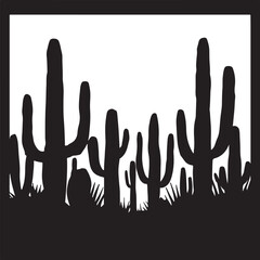 "Desert Cactus Silhouette Scene"