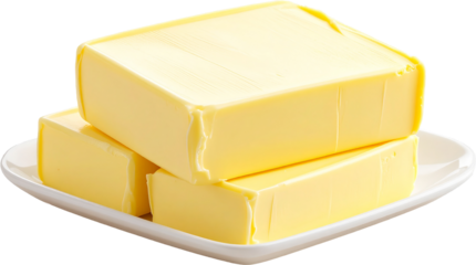 3D Block Of Butter Render with Transparent Background
