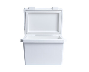 Open white insulated cooler box