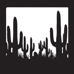 "Desert Cactus Silhouette Scene"