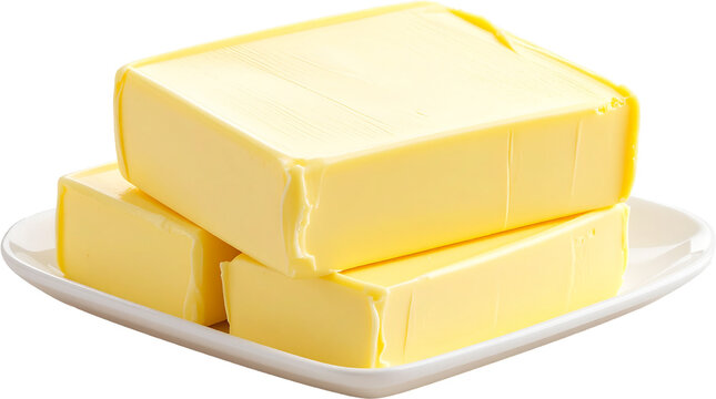 3D Block Of Butter Render with Transparent Background