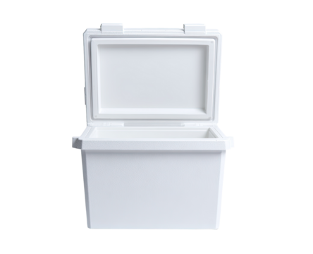Open white insulated cooler box