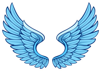 Obraz premium Pair of stylized blue angel wings with feathered design for heavenly concepts