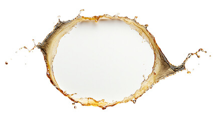 Liquid splash in a circular shape, creating an artistic effect on a white isolated background.