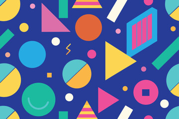 Fototapeta premium Seamless retro vector pattern with colorful circles, a flat design for web and social media infographics