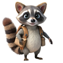 Obraz premium Ready for Adventure A Curious Raccoon Traveler