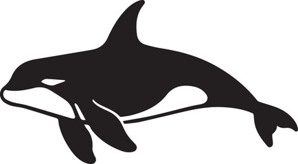 Obraz premium Silhouette style vector minimal orca logo design, simple black color whale illustration icon, modern marine animal line art symbol for creative branding, Adobe Stock, and professional graphic design p
