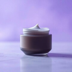 Luxury face cream with purple background.