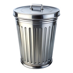 Stainless Steel Waste Bin with Lid on Black Background