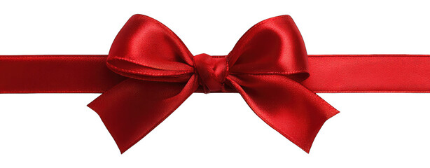 Red satin ribbon bow with a horizontal ribbon