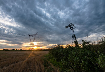  Electric tower over the field © Diego