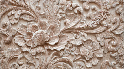 Floral pattern on textured plaster background