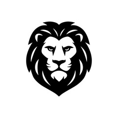Obraz premium Lion face logo in black and white vector