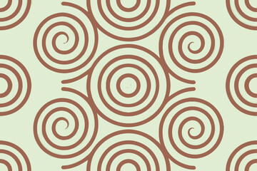 Vector illustration of an abstract seamless pattern with geometric circles and spirals, perfect for vintage textile, fabric, and wallpaper design