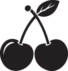 Silhouette Style Vector Minimal Cherry Logo Design – Clean and Elegant Graphic Template for Food Brands, Organic Products, Beverage Companies, Farmers Markets, and Professional Business Identity in Ed
