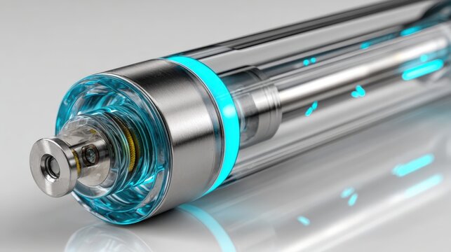 Sleek YAG laser rod showcasing yttrium crystal and modern design in a lab environment