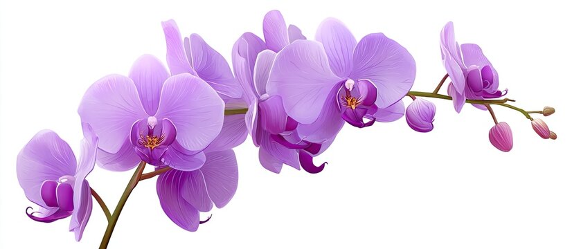 Delicate purple orchid blossoms on a stem