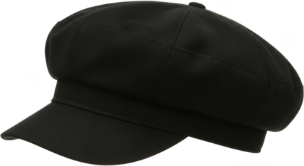 Black newsboy cap isolated on transparent background