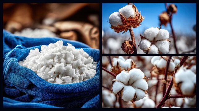 Freshly picked cotton bolls collected during seasonal harvest in rural farmland.