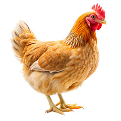 Fototapeta premium A Golden Hen Against a Pure White Background