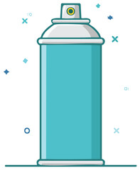 Stylized Spray Can Illustration with Geometric Sparkles Decorative Elements