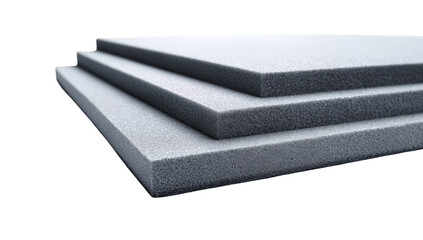 Three light gray foam panels stacked, angled slightly, showing layered texture