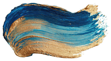 Abstract paint stroke,  gold and deep blue