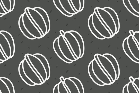 Seamless vector pattern of cartoon peanuts and flowers with a retro, vintage-inspired design for a decorative background or wallpaper - Powered by Adobe