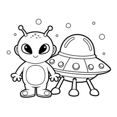 Ausmalbild freundlicher Alien