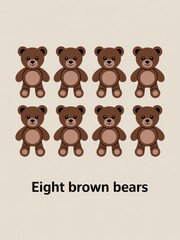 Obraz premium Eight Brown Bears Illustration 