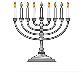 Fototapeta premium Menorah with Burning Candles Illustration Religious Symbol for Hanukkah