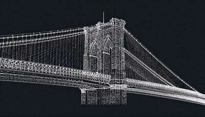 Line drawing of the brooklyn bridge.