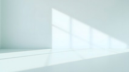 Fototapeta premium Minimalist interior of a bright, empty white room with a window, creating a clean architectural space
