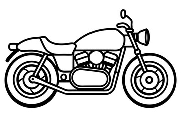 Classic Caf&eacute; Racer Motorcycle with Low Handlebars on Street &ndash; Vintage Custom Bike Design