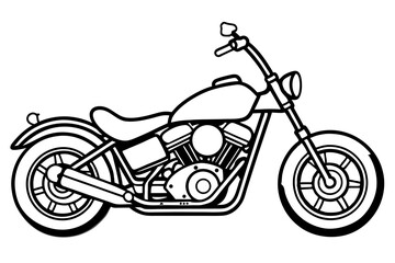 Fototapeta premium Chopper Motorcycle Line Art with Extended Fork – Vector Illustration