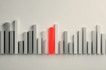 Obraz premium Abstract Bar Graph with Red Highlight on White Background