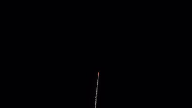 Rocket or missile 002 launch with fire and smoke trail, 4k 24p, alpha channel for transparent background 