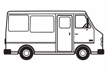 Minimalist Delivery Van Outline Icon &ndash; Line Art Transport Vehicle Design