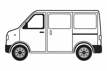 Minimalist Delivery Van Outline Icon – Line Art Transport Vehicle Design