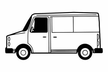Minimalist Delivery Van Outline Icon &ndash; Line Art Transport Vehicle Design