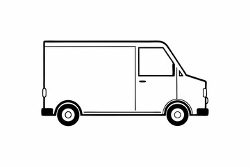 Minimalist Delivery Van Outline Icon &ndash; Line Art Transport Vehicle Design