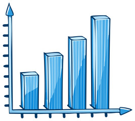 Illustrative Ascending Bar Graph in Blue Tones Displaying Growing Statistics and Data Presentation with Upward Trend Depicted in Detail