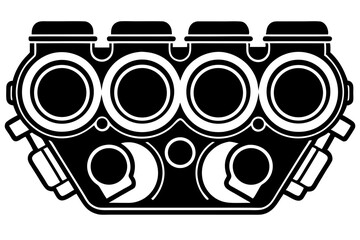 Silhouette Vector of Car Engine Block with Pistons &ndash; Automotive Mechanical Illustration