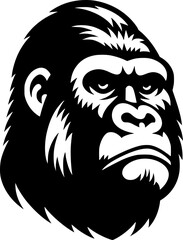 Obraz premium Simplified black and white vector of a gorilla profile with bold shapes and minimal detail, suitable for gaming design or logo