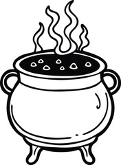 Bubbling green potion in a witch s cauldron with mysterious smoke isolated on white background isolated on transparent background