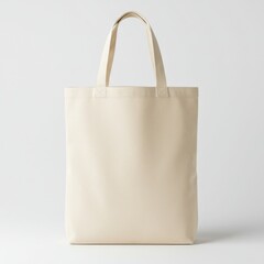 Beige tote bag isolated on white background for shopping, travel, and everyday use.