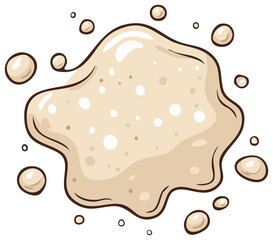 Stylized Spilled Milk or Cream with Droplets Cartoon Illustration